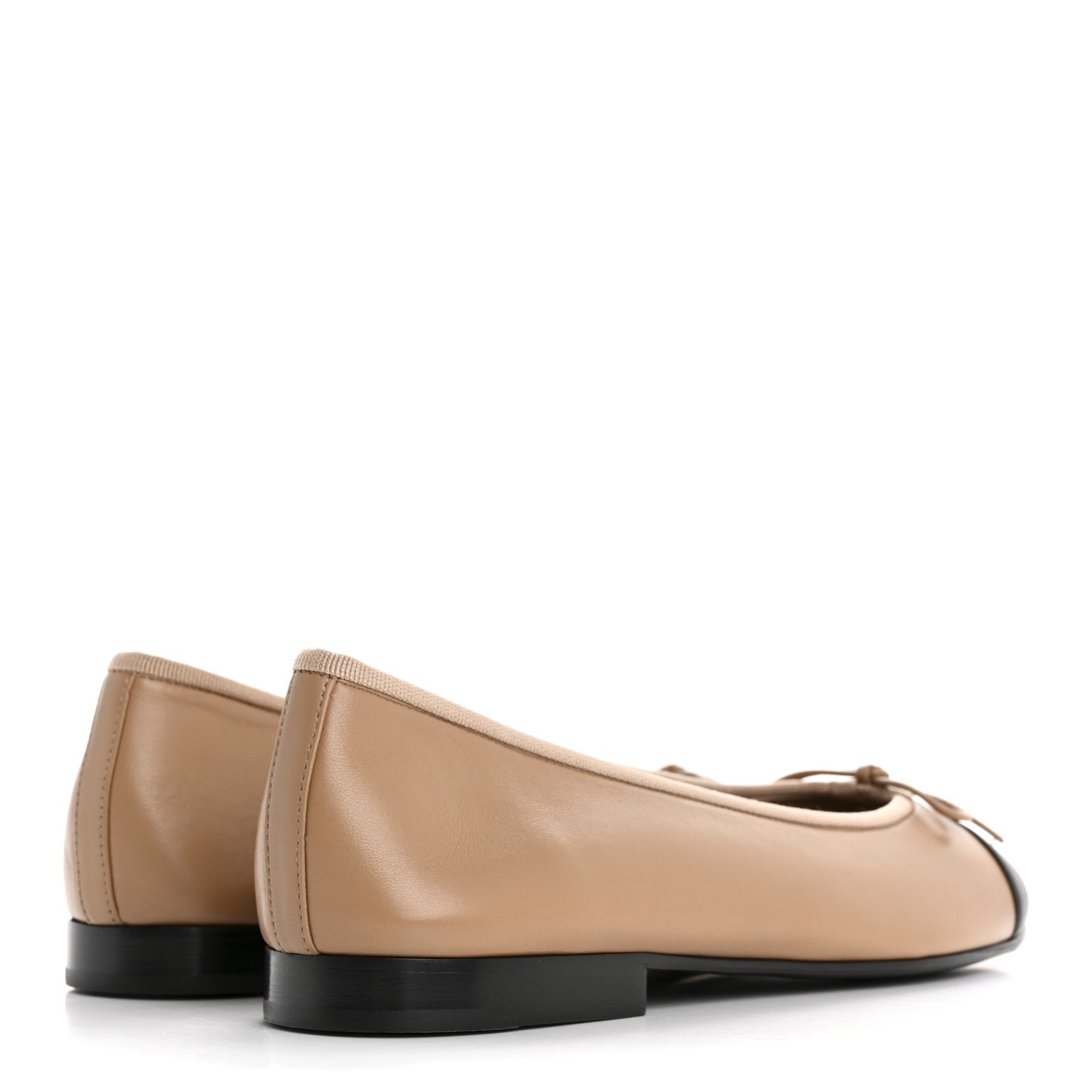 Lambskin Cap Toe CC Ballerina Flats 39 Beige Black
