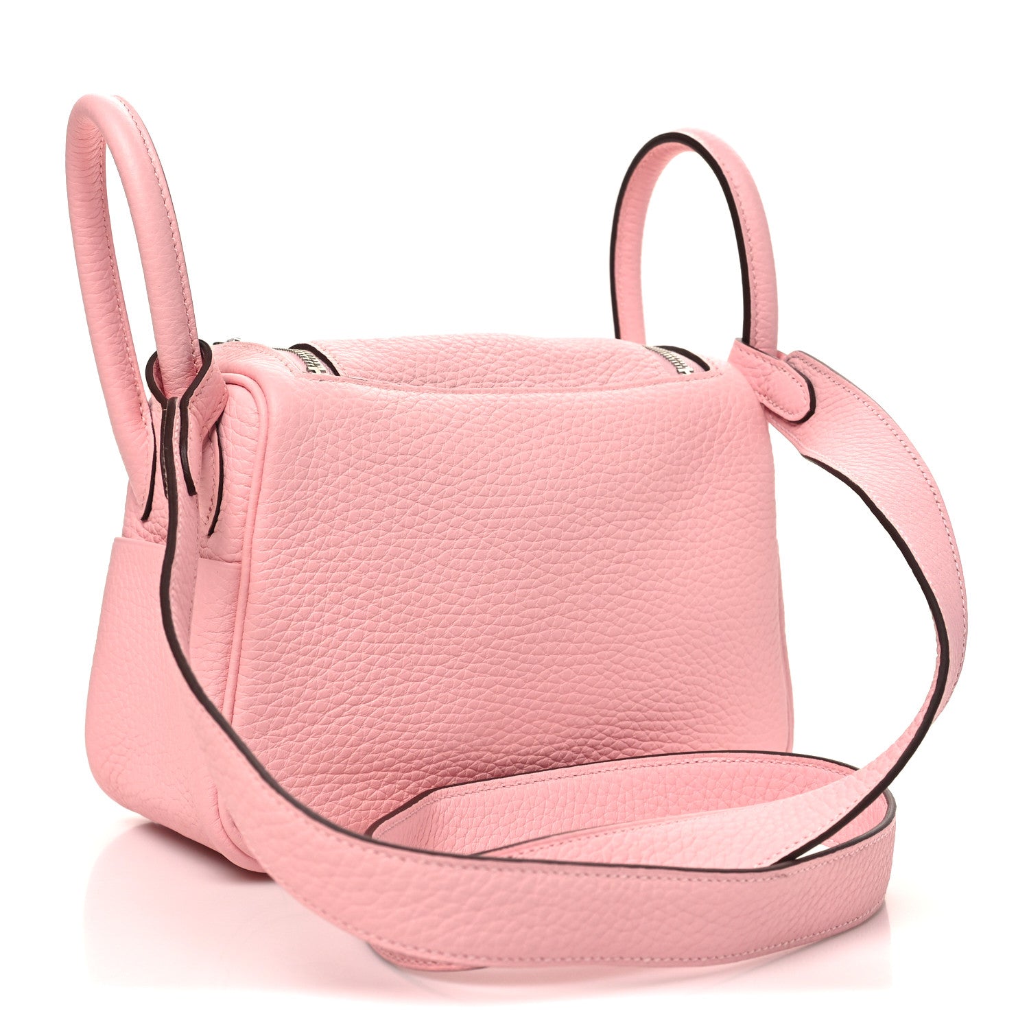 Hermes Taurillon Clemence Verso Mini Lindy 20 Rose Sakura Gris