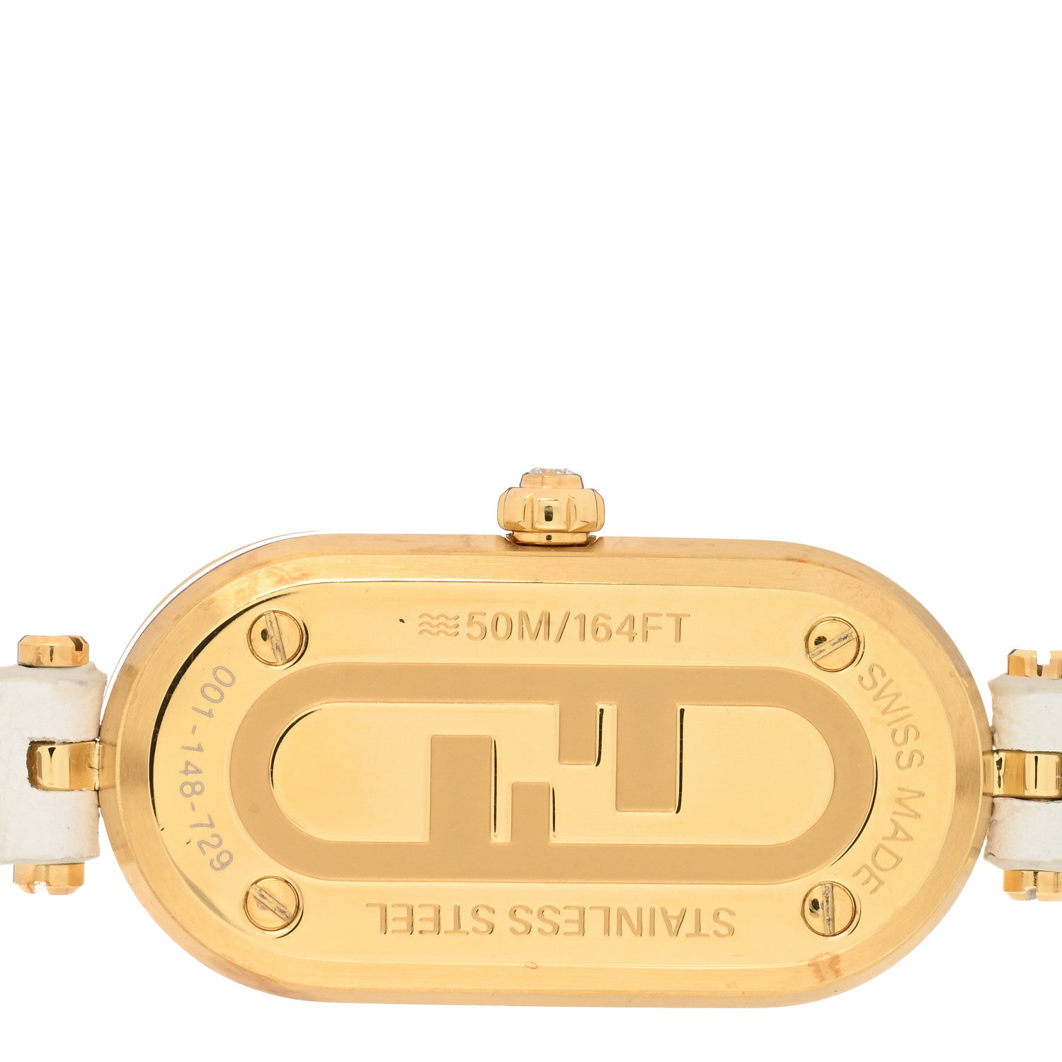 Fendi Stainless Steel Calfskin Diamond 15mm O’Lock Vertical Quartz Watch 4 of 4