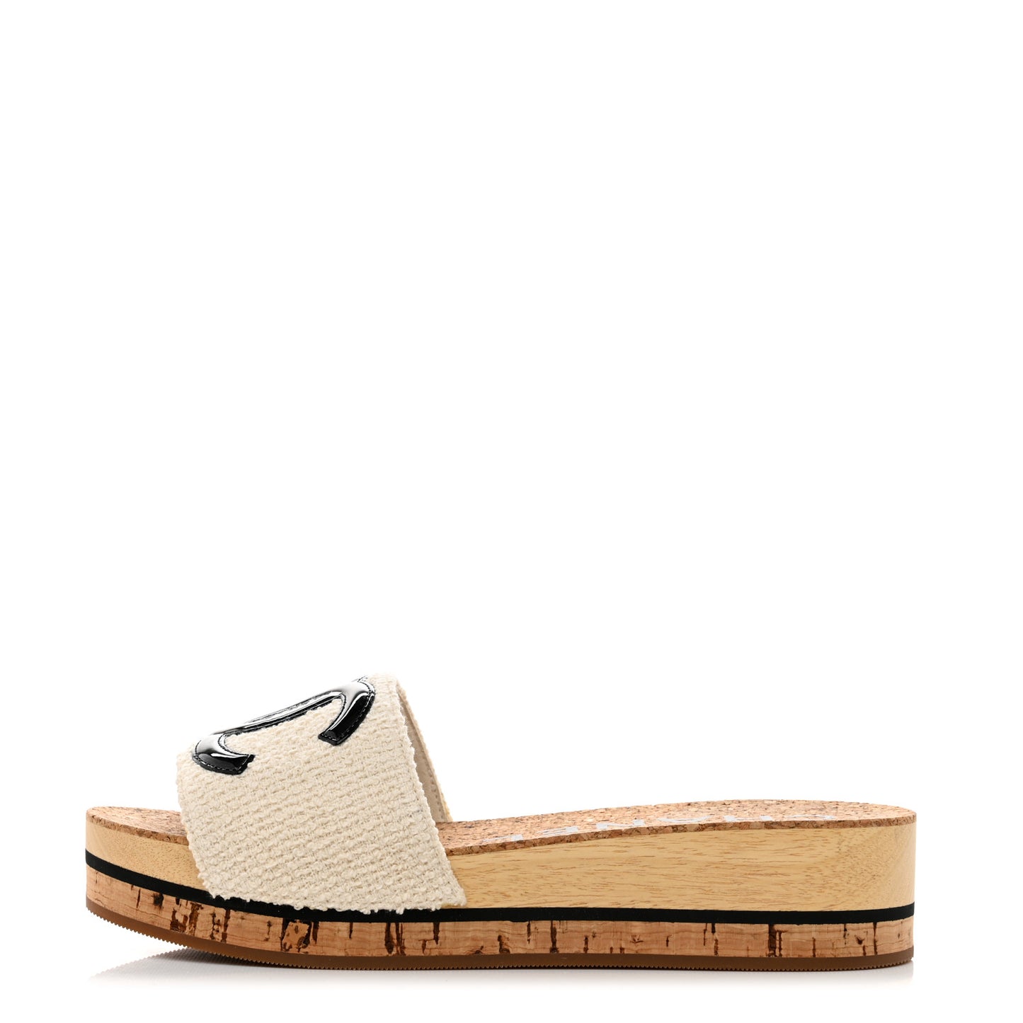 Tweed Patent Calfskin Logo Mules 36 White