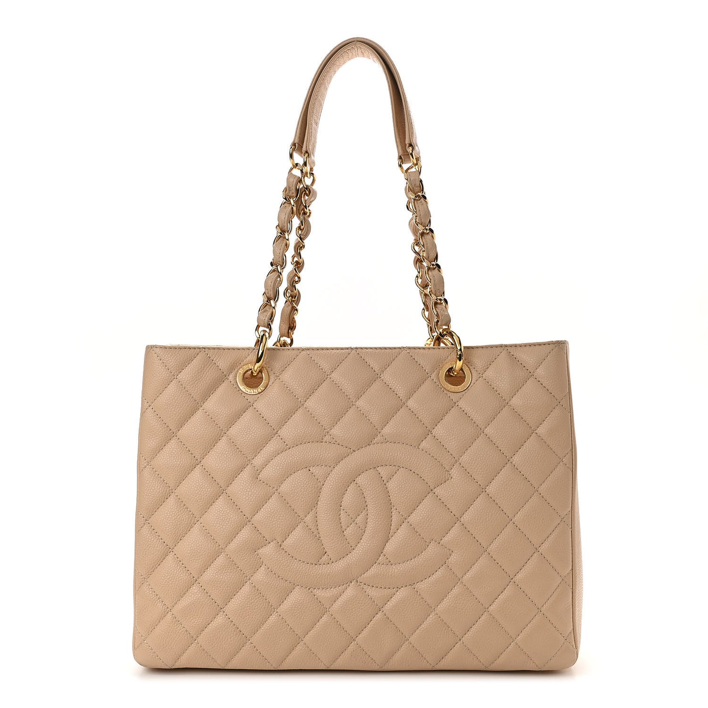 Caviar Quilted Grand Shopping Tote GST Beige Clair