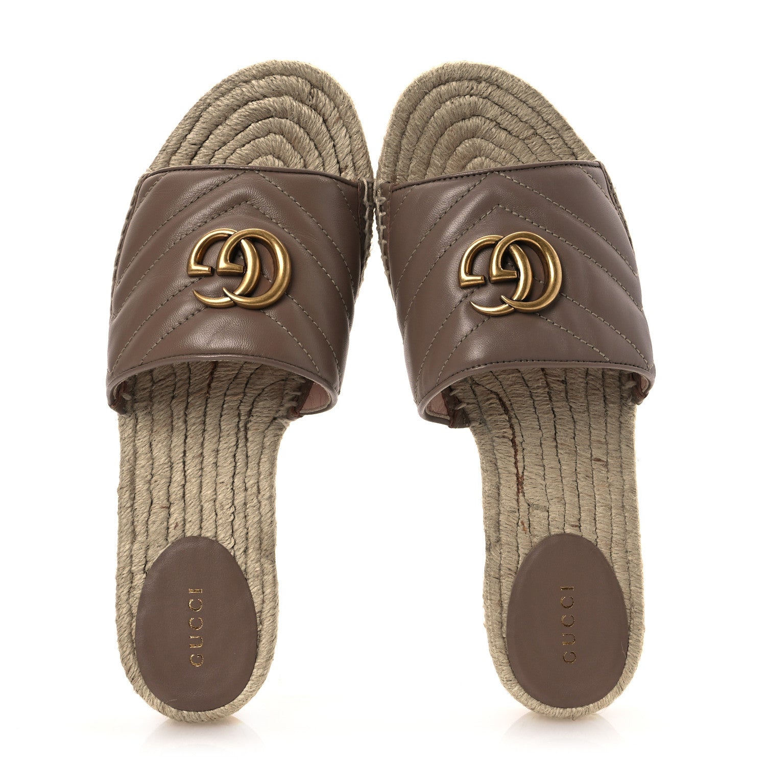 Gucci Nappa Matelasse GG Marmont Espadrille Slide Sandals 39 Porcelain Rose 2 of 15