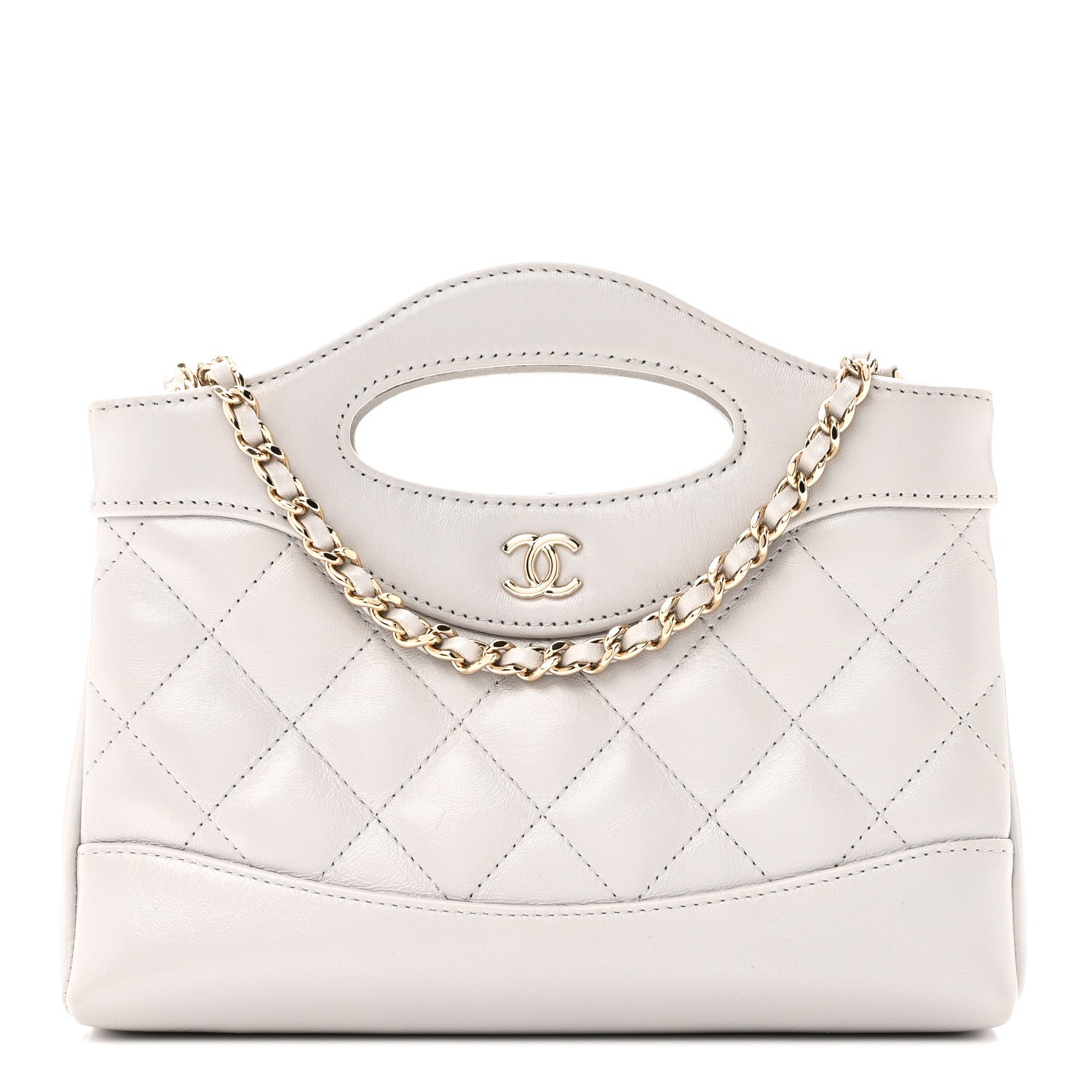 Chanel Shiny Lambskin Quilted Nano 31 Shopping Bag Grey 1 of 11