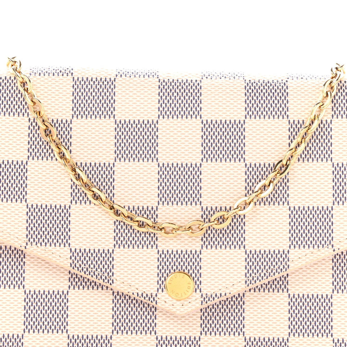 Damier Azur Pochette Felicie Chain Wallet Rose Ballerine
