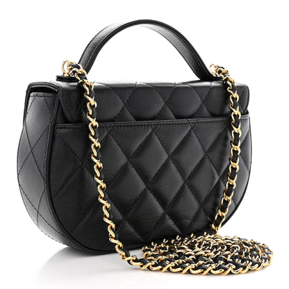 Chanel Shiny Aged Calfskin Quilted Top Handle Clutch With Chain Black 3 of 11