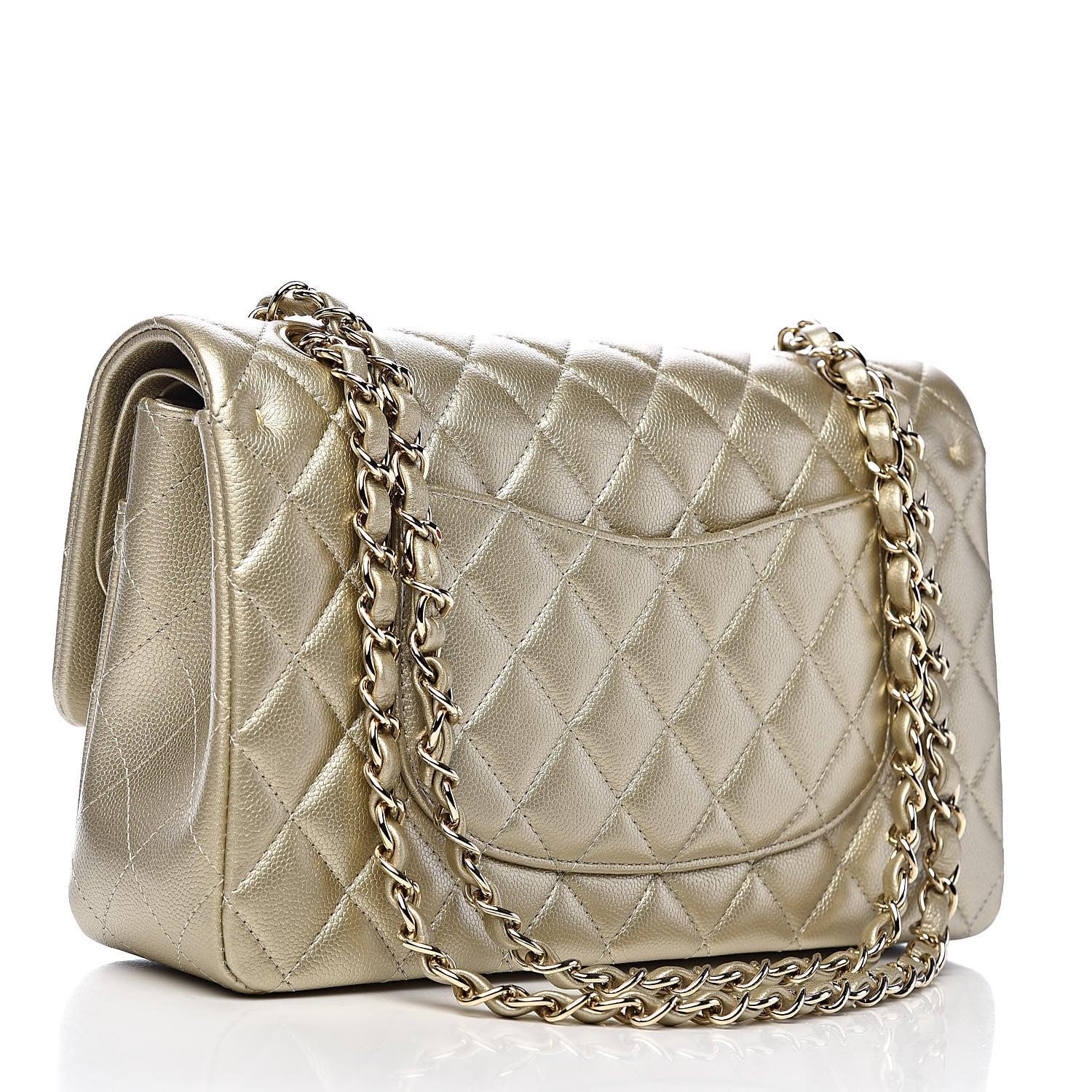 Chanel Metallic Caviar Quilted Medium Double Flap Gold 3 of 12