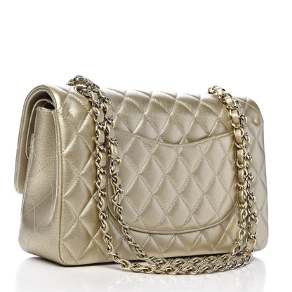 Chanel Metallic Caviar Quilted Medium Double Flap Gold 3 of 12