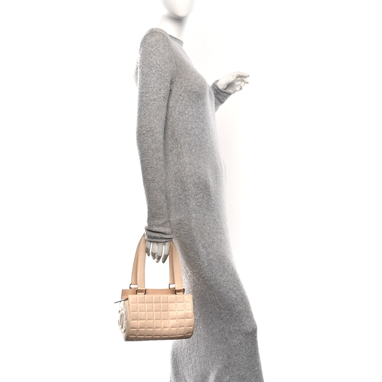 Chanel Lambskin Quilted CC Chocolate Bar Barrel Bag Beige 2 of 10