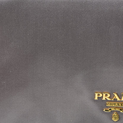 Prada Satin Pochette Clutch Fumo Gold 9 of 9
