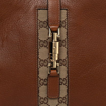 Gucci Calfskin Monogram Piston Lock Jackie O Hobo Tan 7 of 10