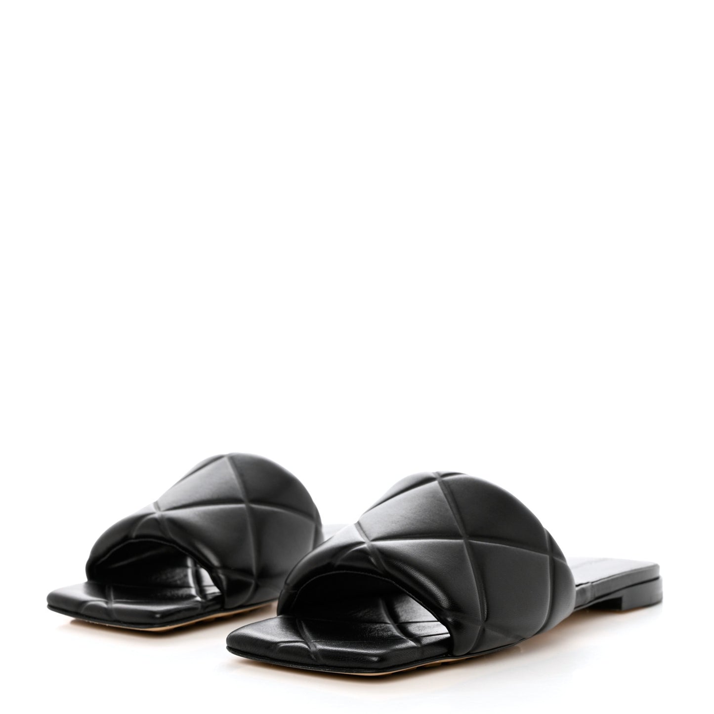 Nappa Quilted Rubber Lido Flat Sandals 39 Black