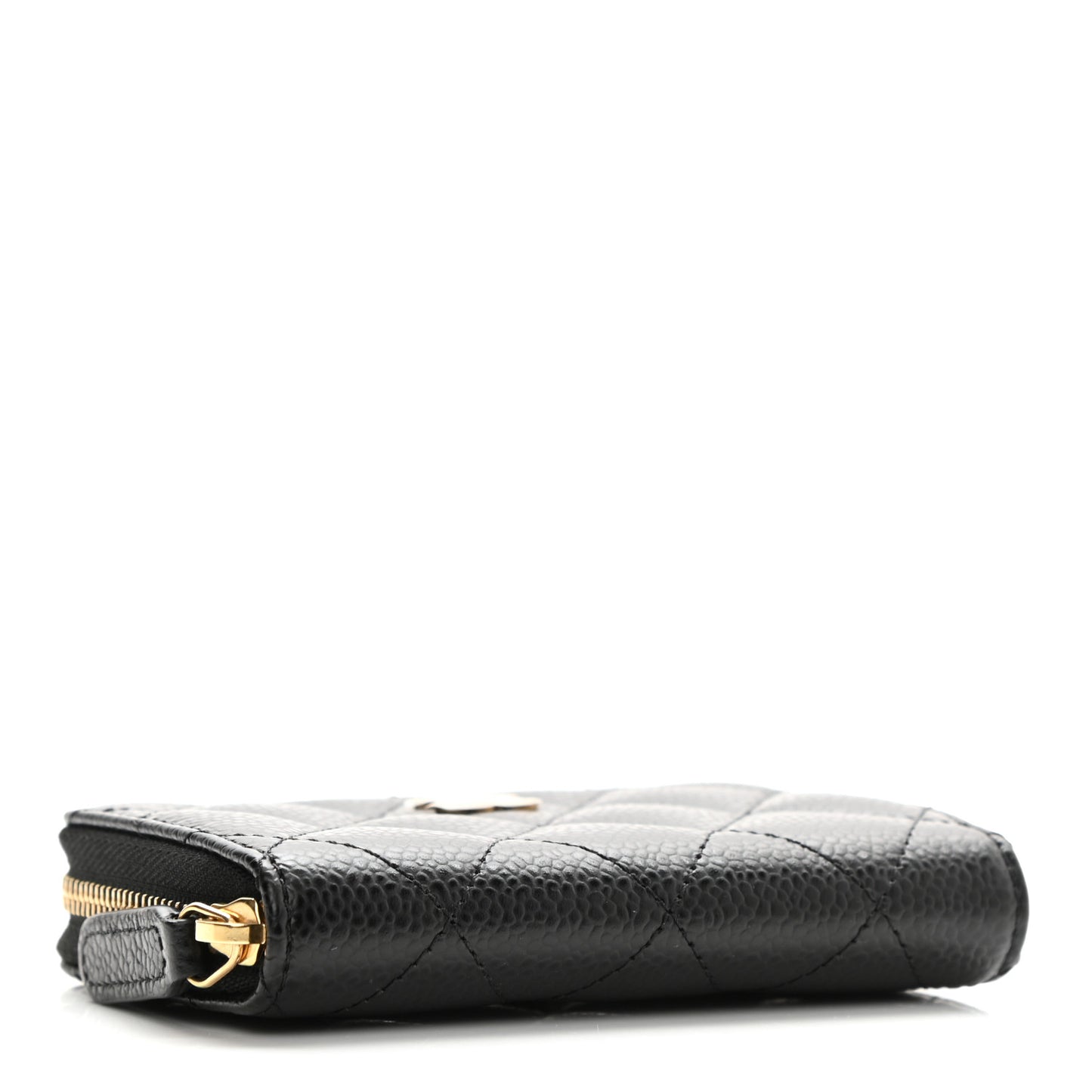 Caviar Quilted Zip Coin Purse Black