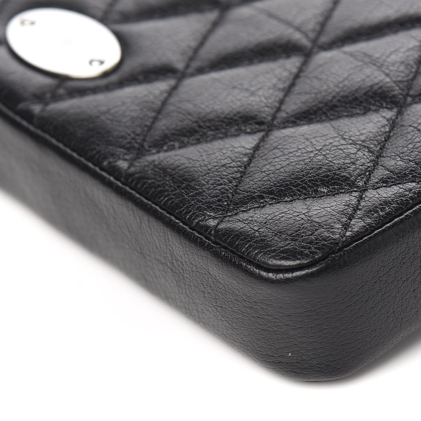 Shiny Buffalo Quilted Plaque Wallet on Chain Black