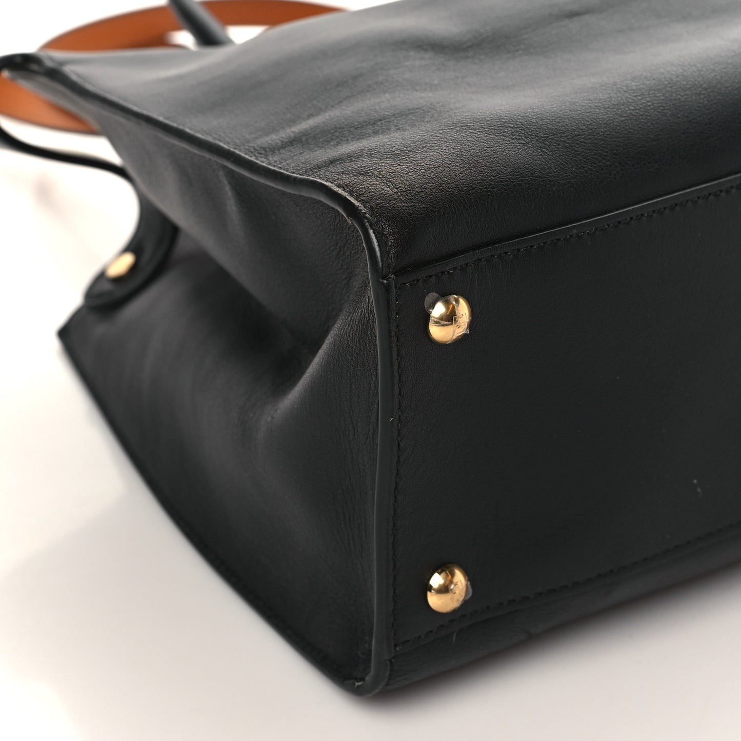 Vitello Seta Century Small Peekaboo X-Tote Black Brandy