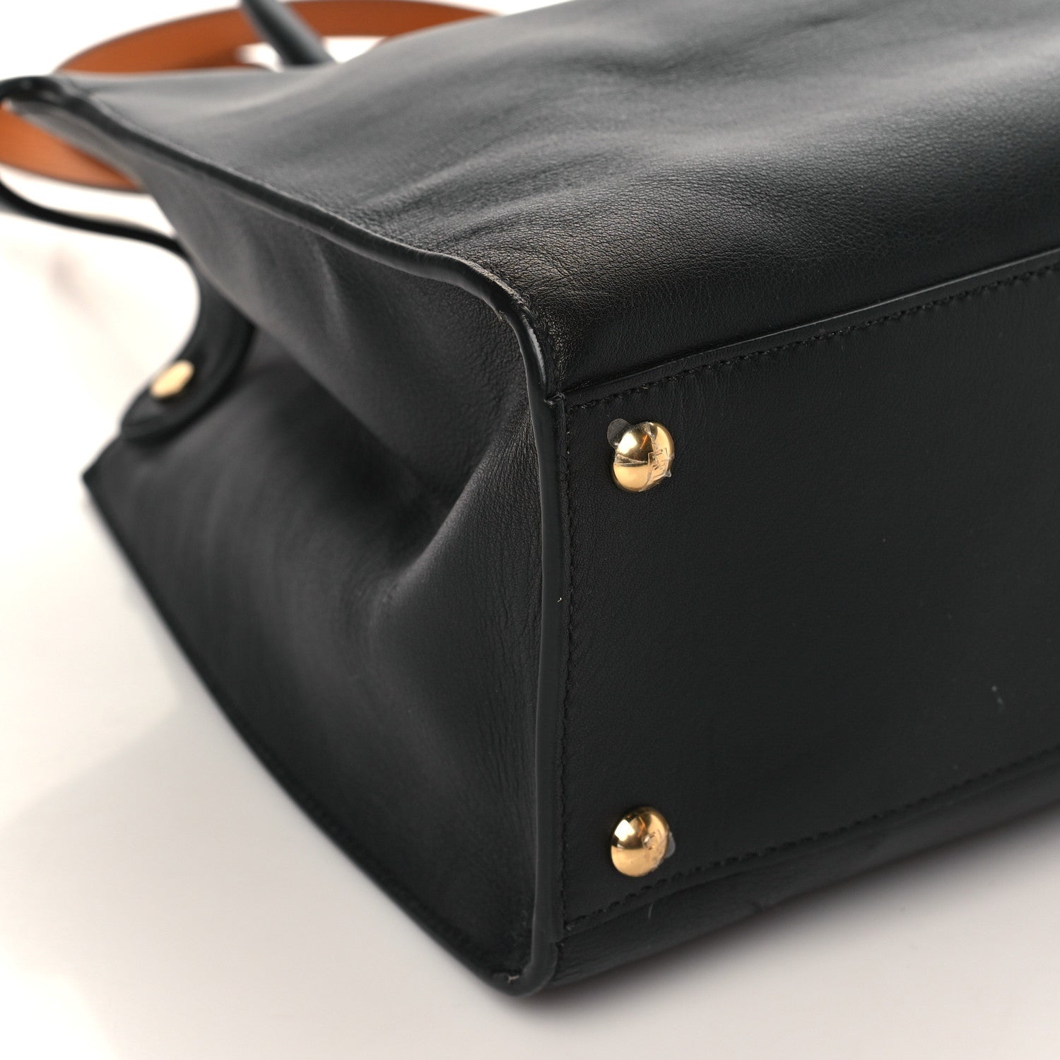 Fendi Vitello Seta Century Small Peekaboo X-Tote Black Brandy 8 of 9