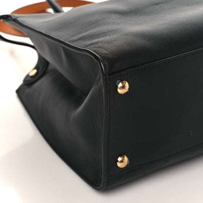 Fendi Vitello Seta Century Small Peekaboo X-Tote Black Brandy 8 of 9