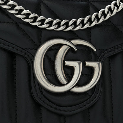 Gucci Calfskin Matelasse Aria GG Marmont Chain Wallet Black 12 of 13