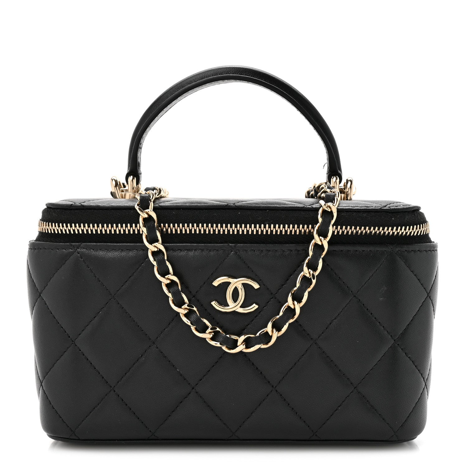 Chanel Lambskin Quilted Small Top Handle Vanity Case With Chain Black 1 of 11
