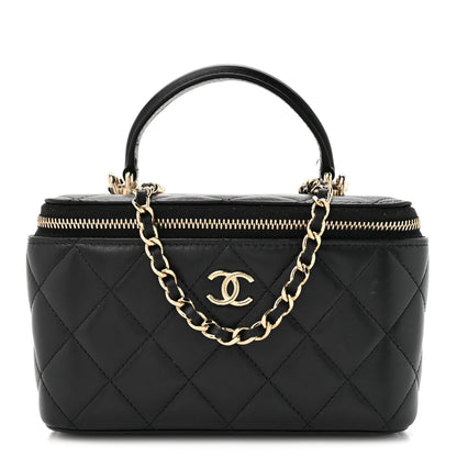 Chanel Lambskin Quilted Small Top Handle Vanity Case With Chain Black 1 of 11