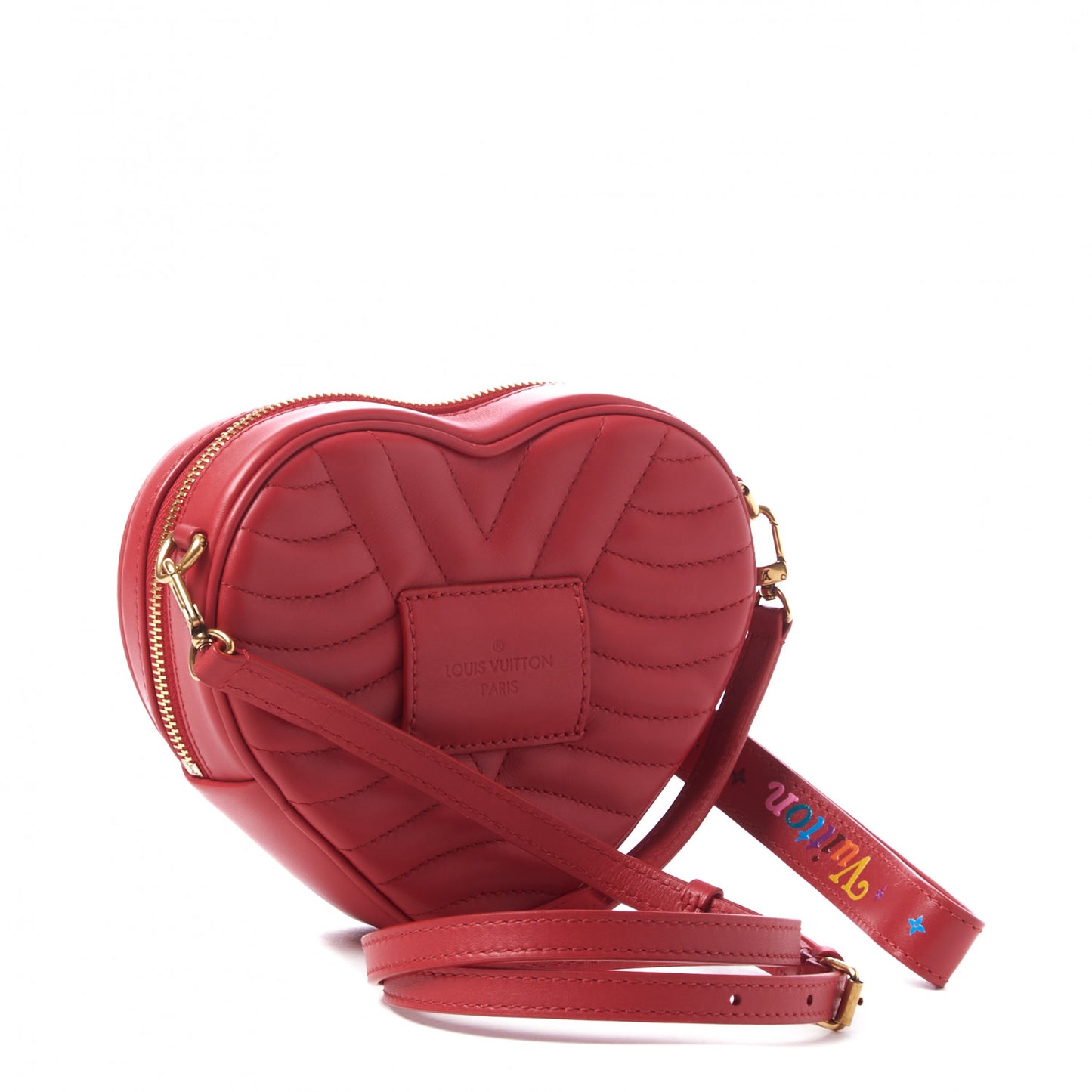 Calfskin Embellished New Wave Love Lock Heart Bag Ecarlate