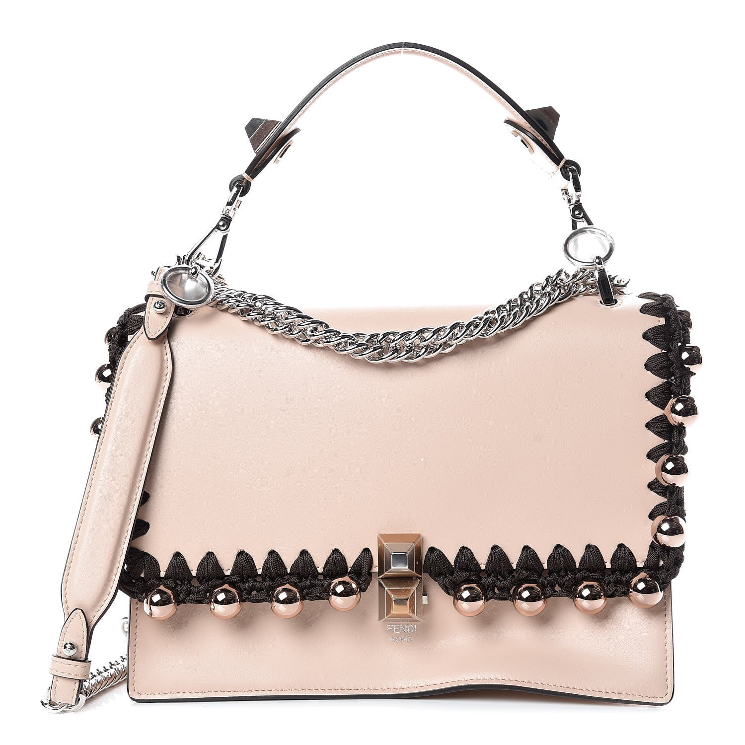 Fendi Vitello Liberty Ribbon Pearl Lace Up Kan I Shoulder Bag Plaster 1 of 10