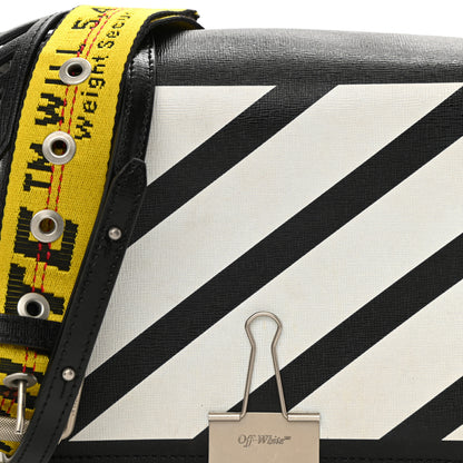 Off-White Calfskin Diag Flap Bag Black White 10 of 13