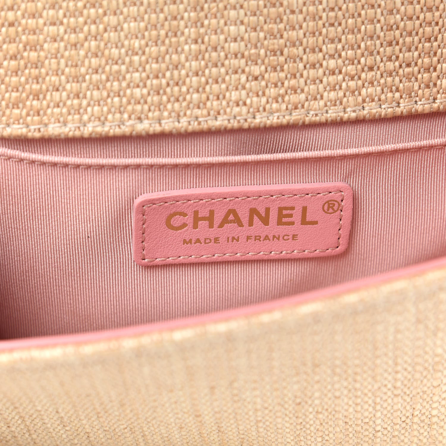 Chanel Cotton Canvas Calfskin Chevron Embroidered Small Boy Flap Beige Pink 7 of 11