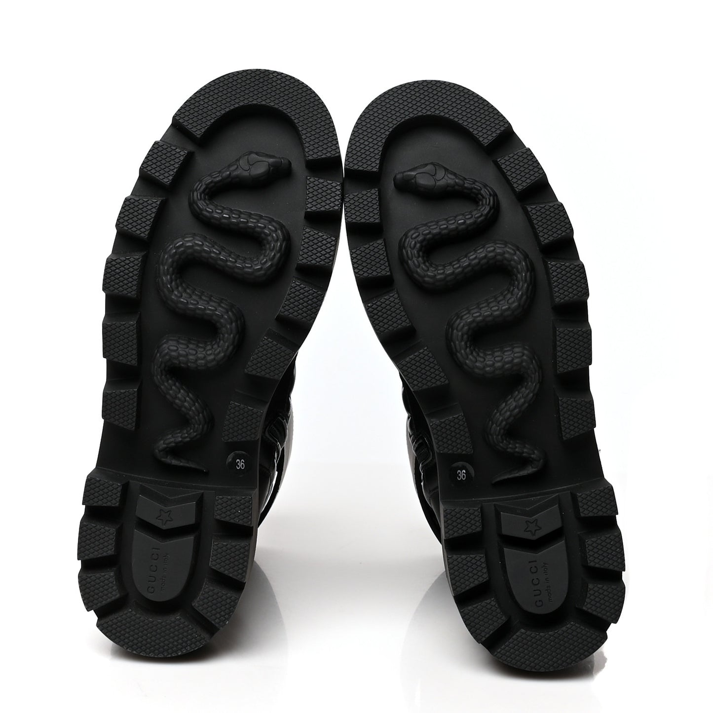 Nappa Frances GG Matelasse Platform Combat Boots 36 Black