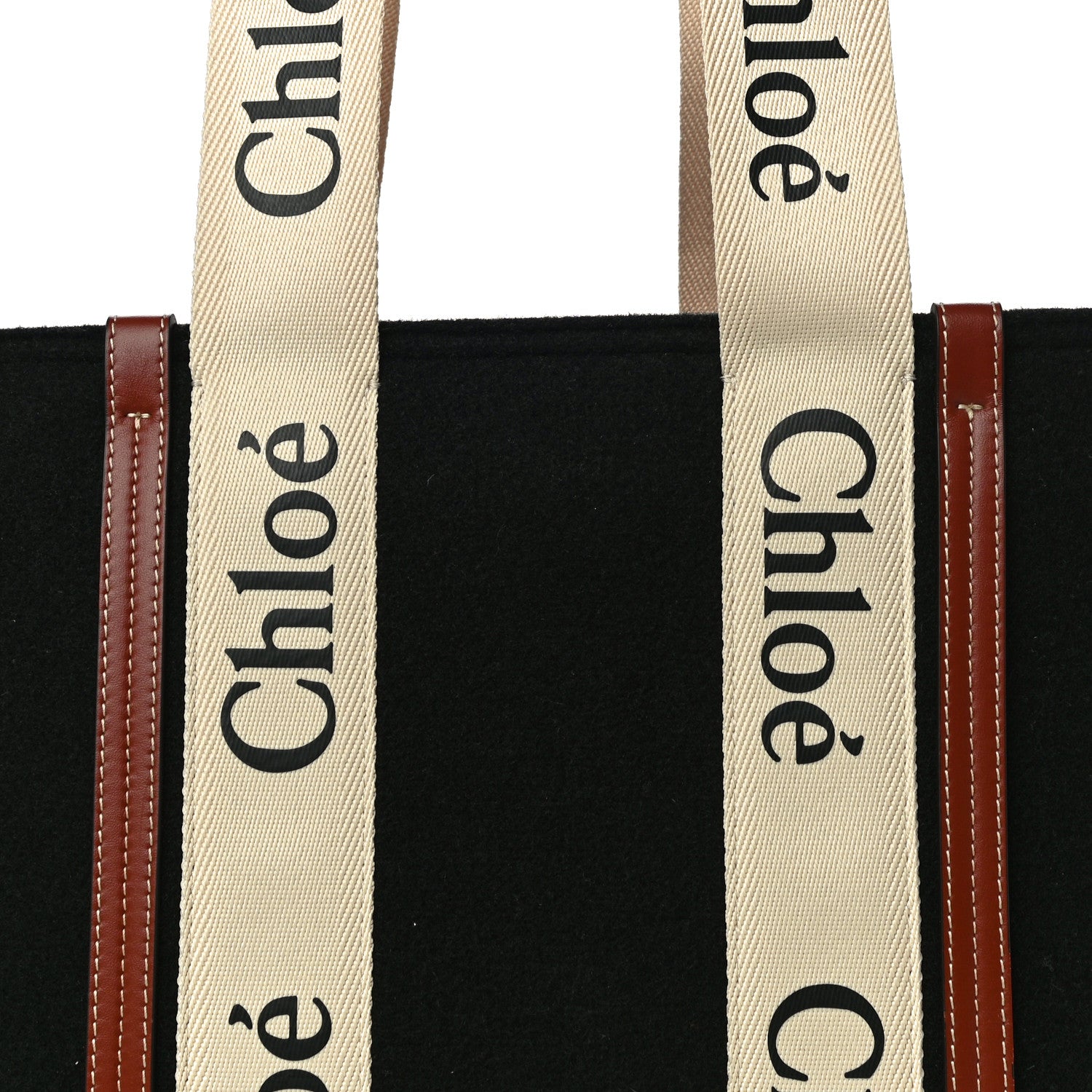 Chloe Felt Calfskin Medium Woody Ribbon Tote Black 7 of 9
