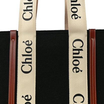 Chloe Felt Calfskin Medium Woody Ribbon Tote Black 7 of 9