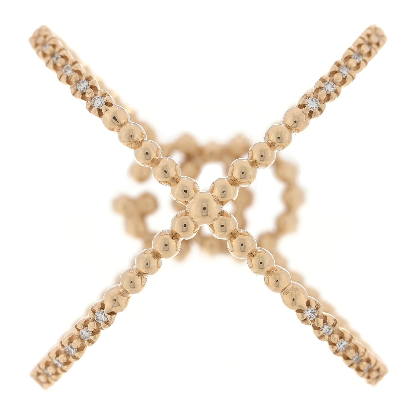 18K Yellow Gold Diamond GG Running X Ring 50 5.5