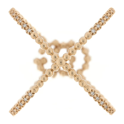 Gucci 18K Yellow Gold Diamond GG Running X Ring 50 5.5 3 of 4