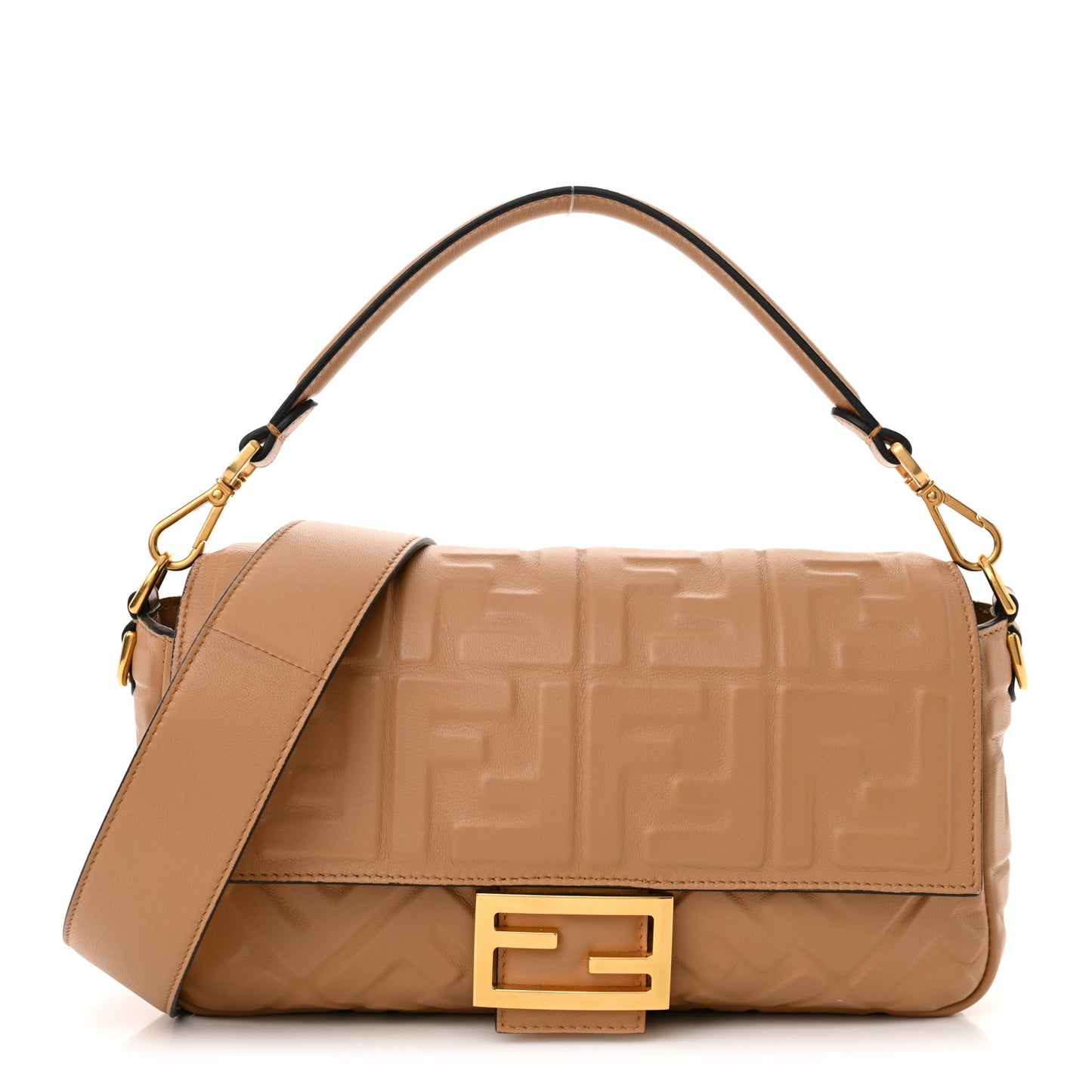 Nappa FF 1974 Embossed Baguette Miele Scuro