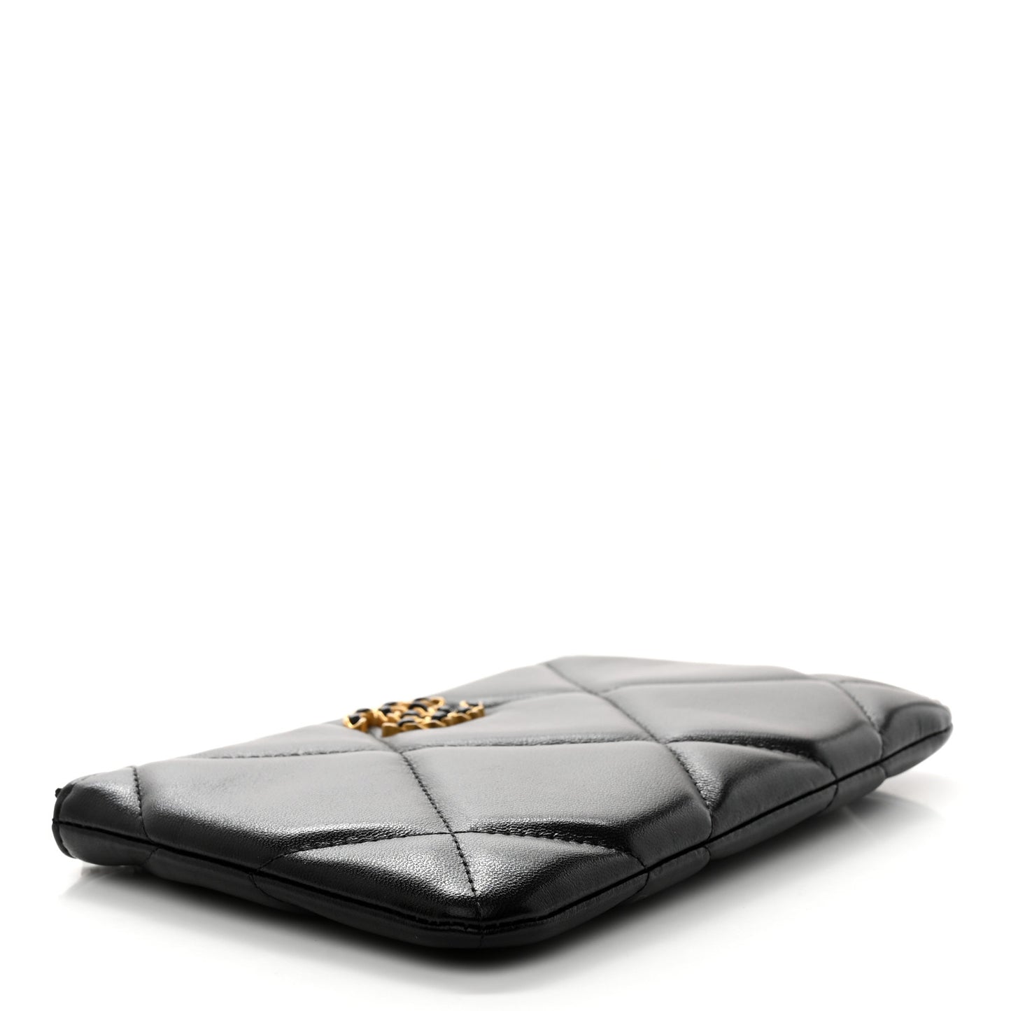 Lambskin Quilted Small Chanel 19 Pouch Black