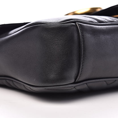 Gucci Calfskin Matelasse Medium GG Marmont Shoulder Bag Black 9 of 11