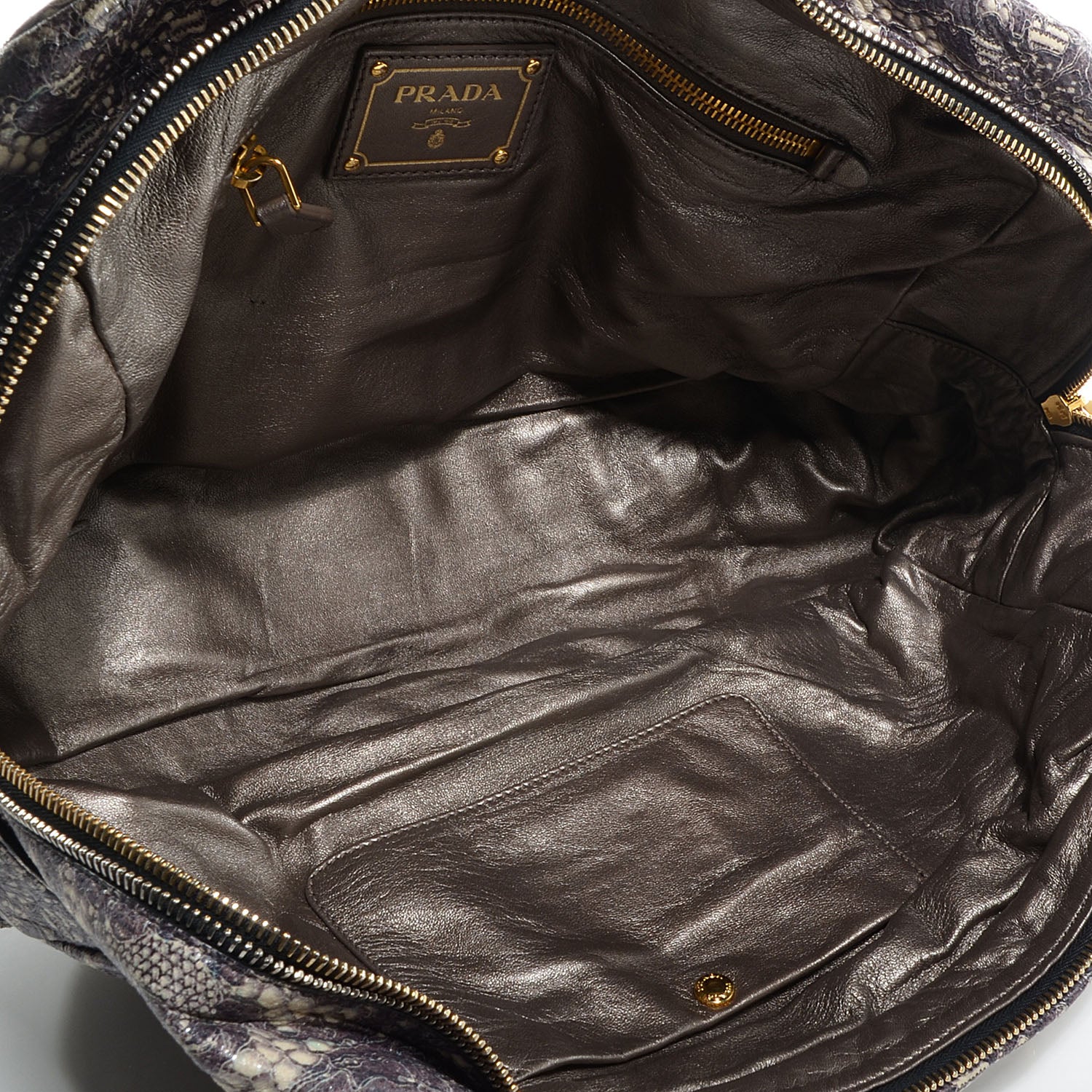 Prada Cervo Lux Print Lace Bauletto Bag Talco 5 of 9