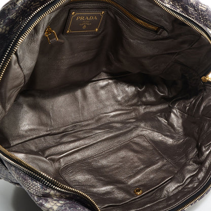 Prada Cervo Lux Print Lace Bauletto Bag Talco 5 of 9