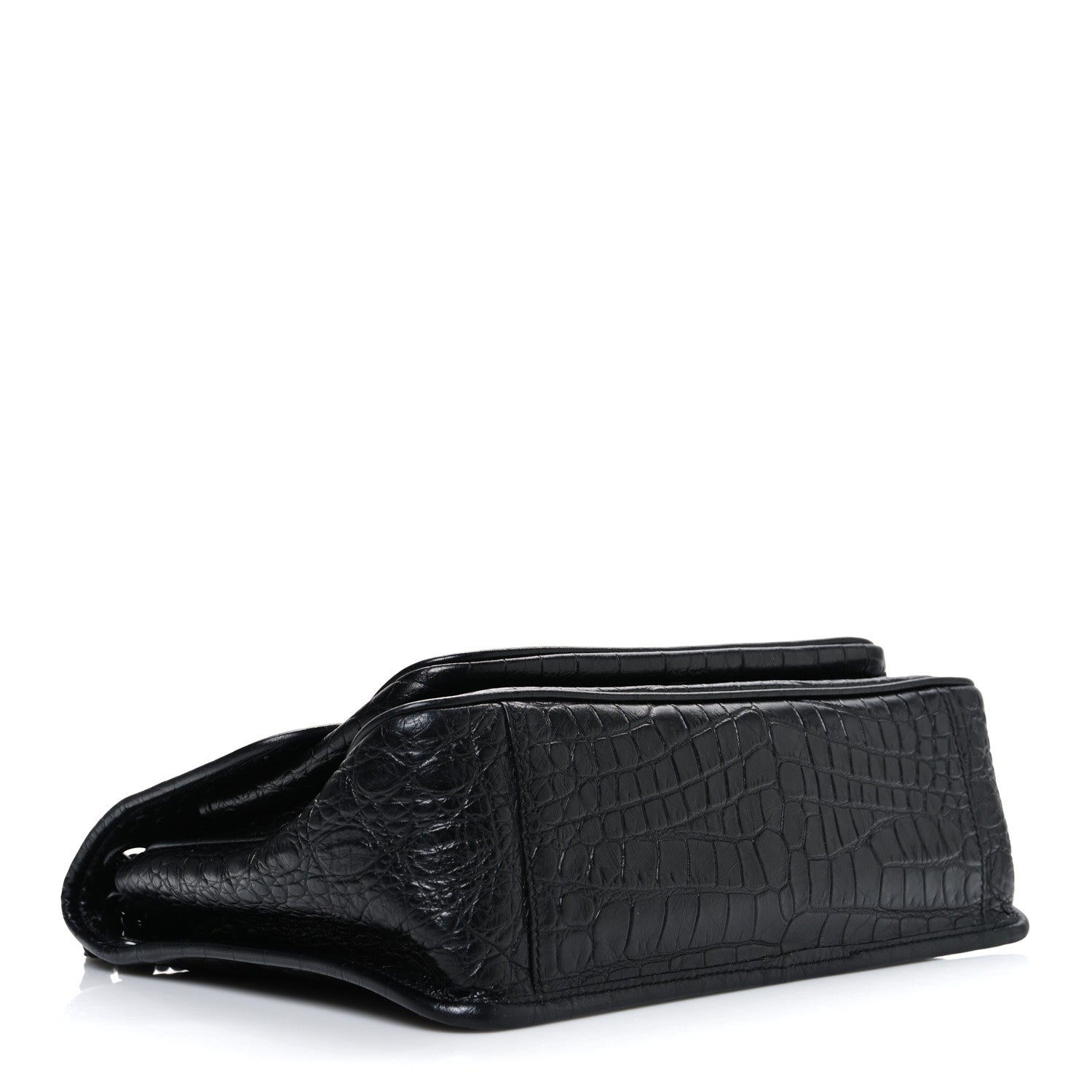 Saint Laurent Crocodile Embossed Lambskin Monogram Medium Niki Chain Satchel Black 4 of 10