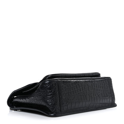 Saint Laurent Crocodile Embossed Lambskin Monogram Medium Niki Chain Satchel Black 4 of 10