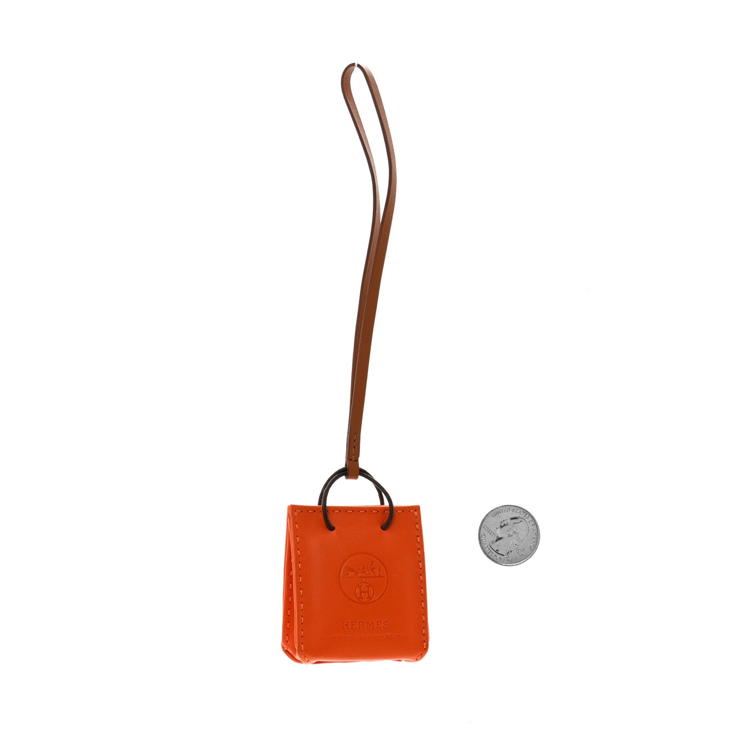 Hermes Milo Lambskin Swift Shopping Bag Charm Feu Gold 2 of 5