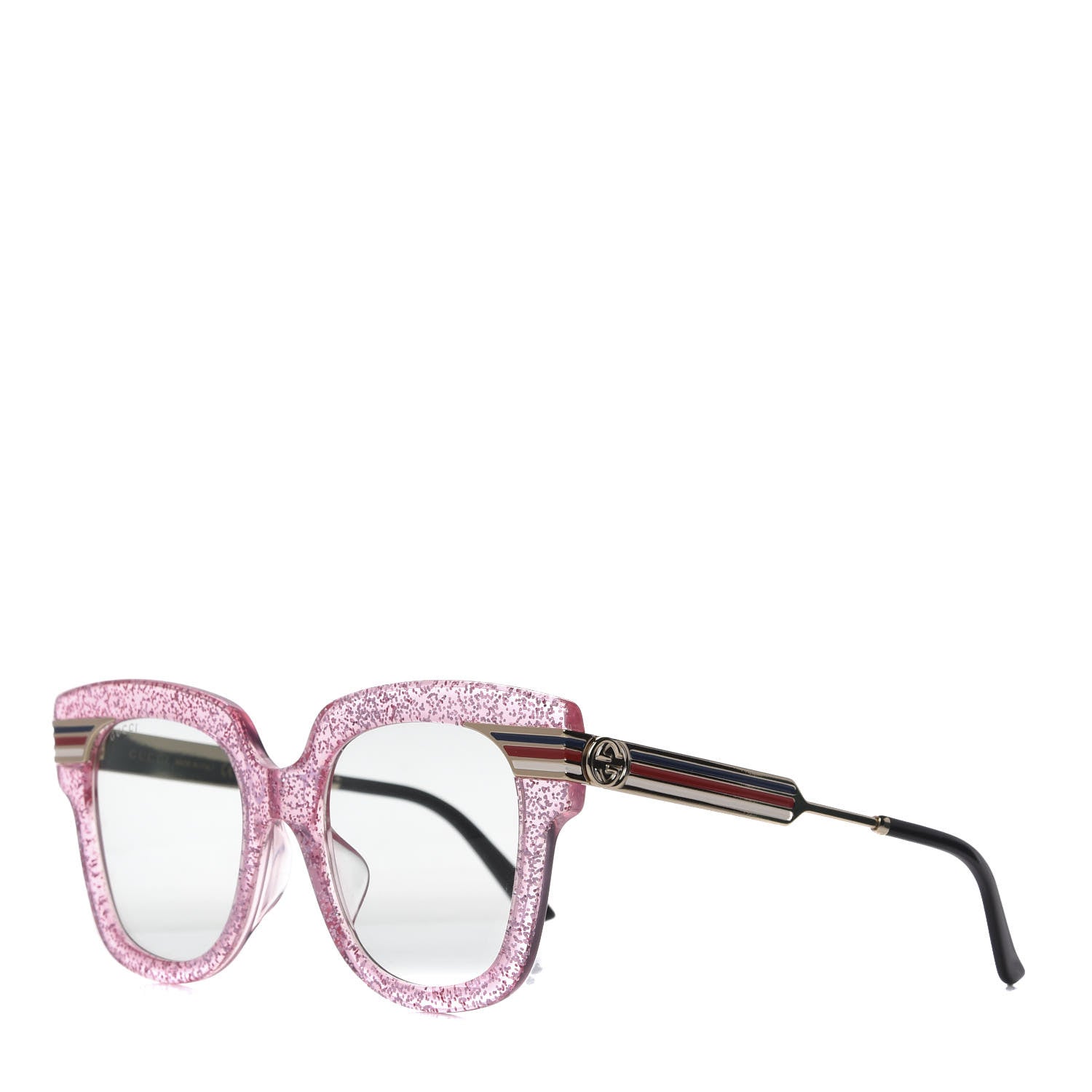 Gucci Acetate Square Frame Web Glitter GG0281S Sunglasses Pink 1 of 8