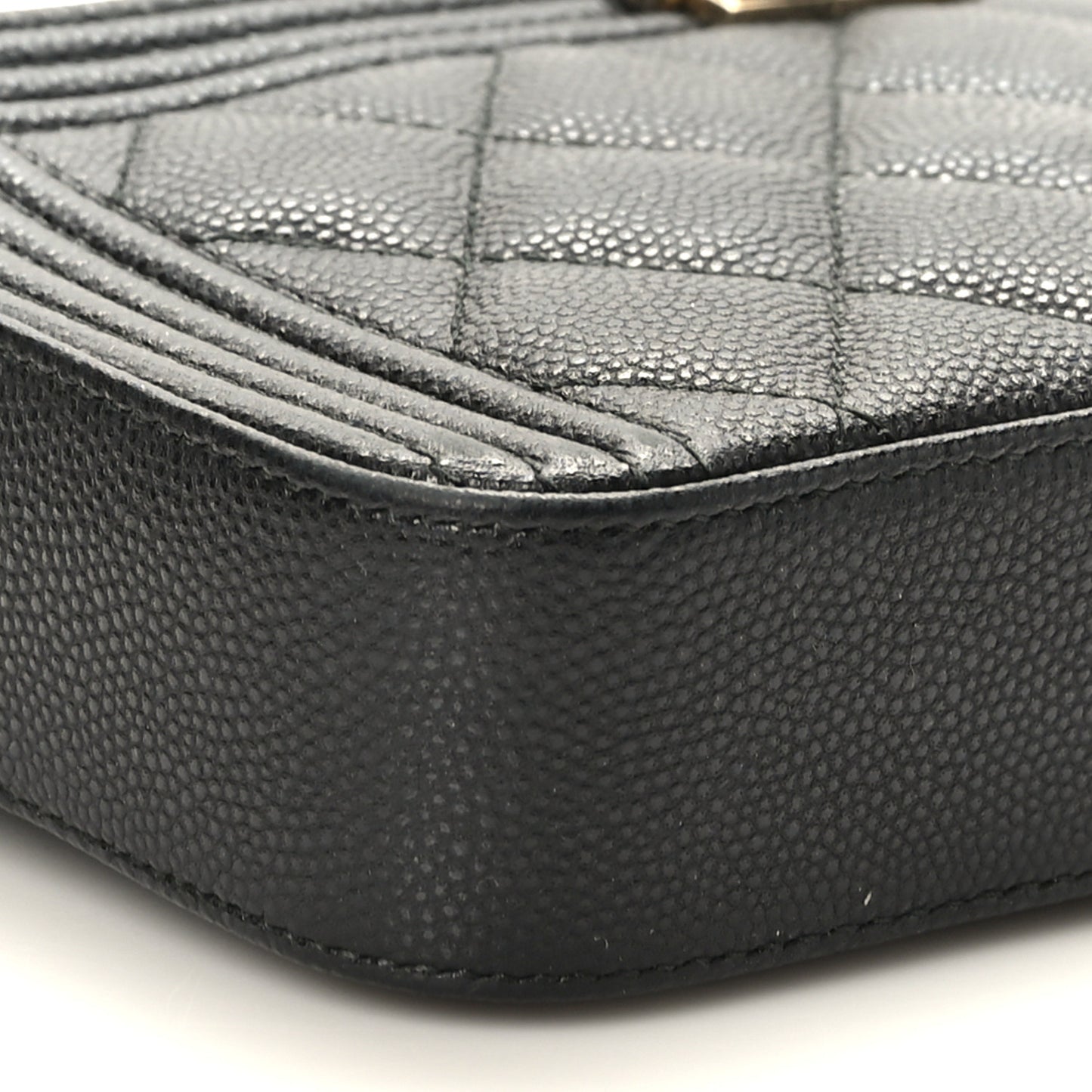 Caviar Quilted Small Boy Clutch With Chain Black
