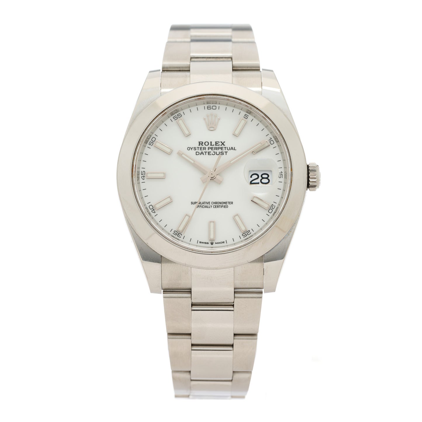 Stainless Steel 41mm Oyster Perpetual Datejust Watch White 126300