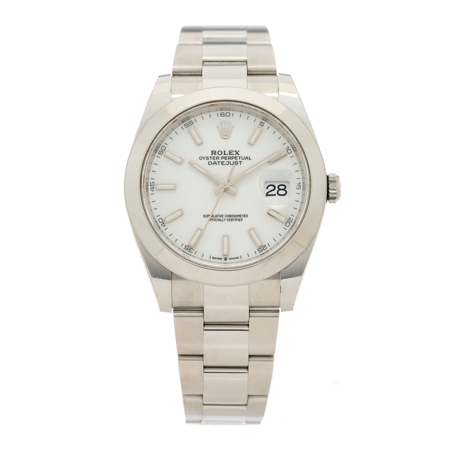 Rolex Stainless Steel 41mm Oyster Perpetual Datejust Watch White 126300 1 of 5