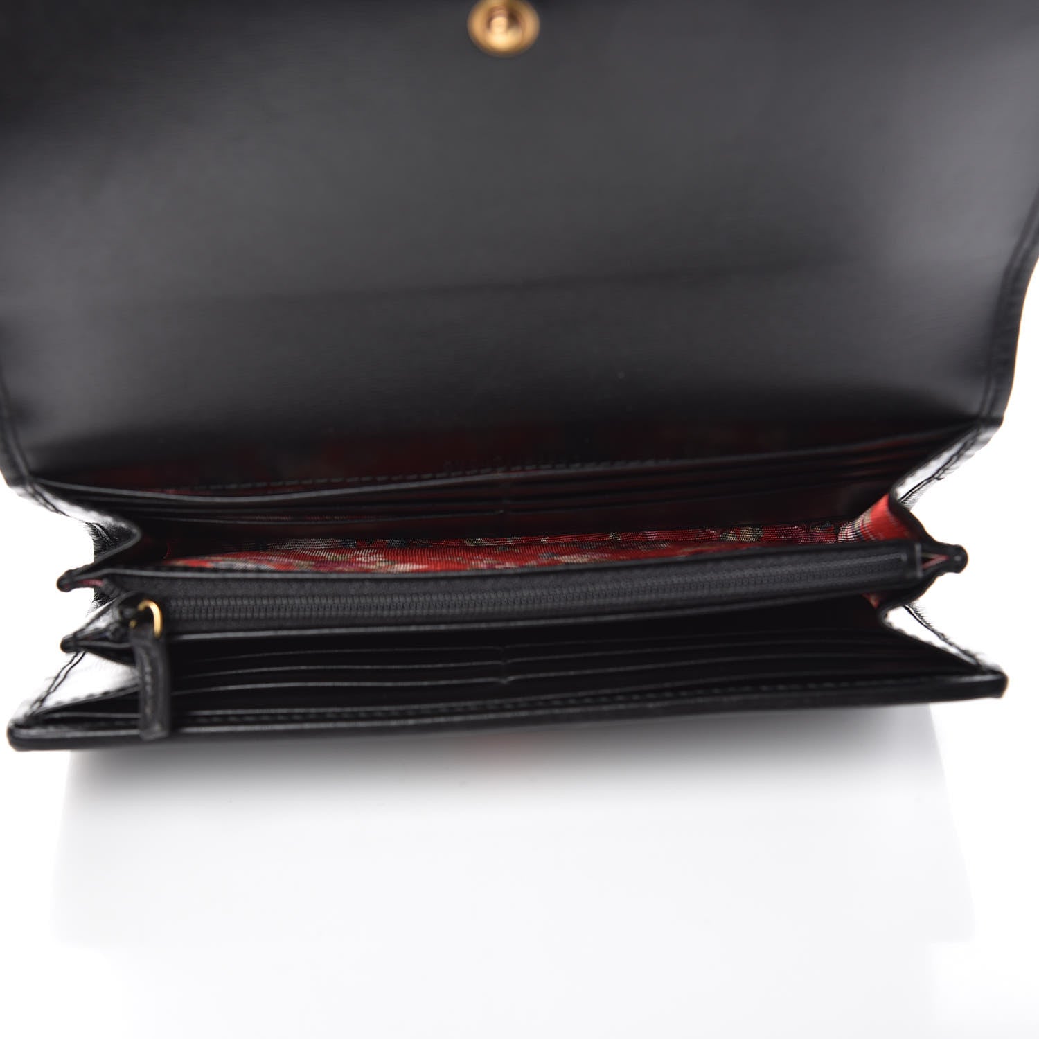 Gucci Calfskin Web Trapuntata GG Continental Wallet Black 5 of 8