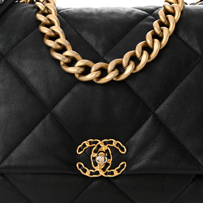 Chanel Lambskin Quilted Maxi Chanel 19 Flap Black 8 of 10