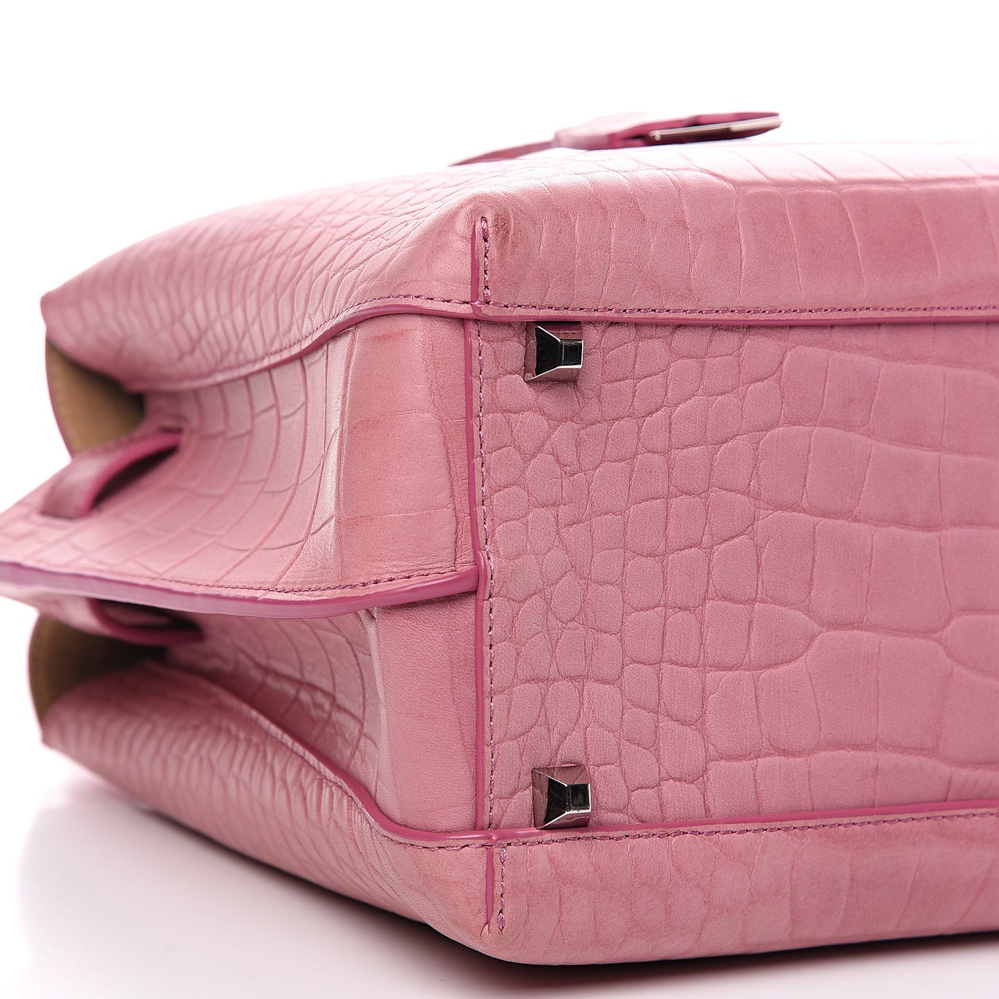 Calfskin Crocodile Embossed Medium Milla Tote Pink