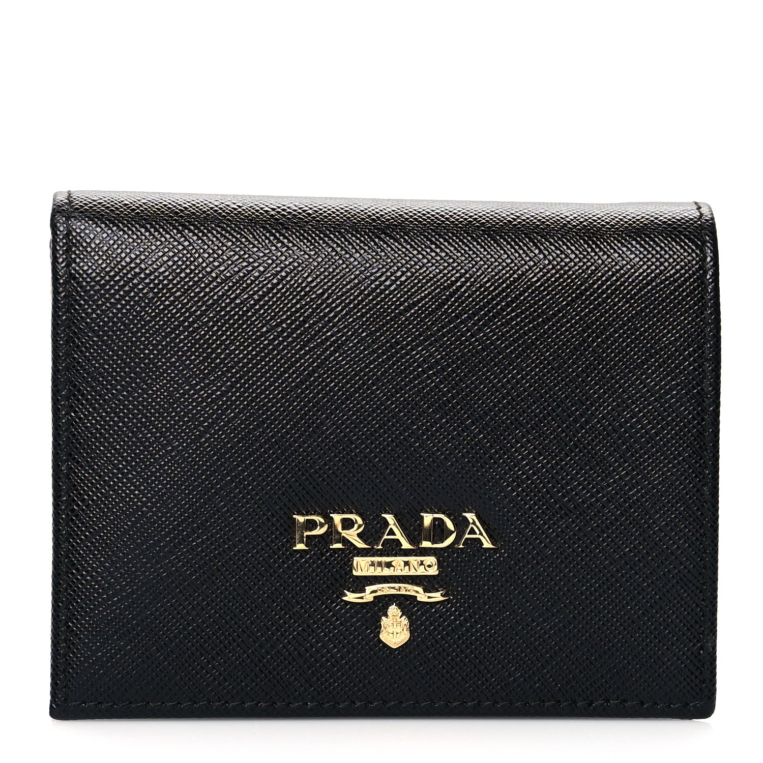 Prada Saffiano Metal Bi-Fold Wallet Black 1 of 7