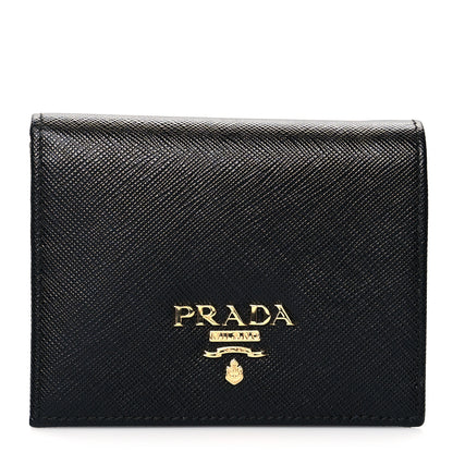 Prada Saffiano Metal Bi-Fold Wallet Black 1 of 7