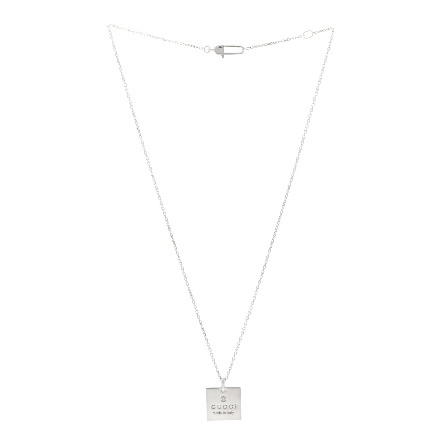 Sterling Silver Trademark Logo Square Pendant Necklace